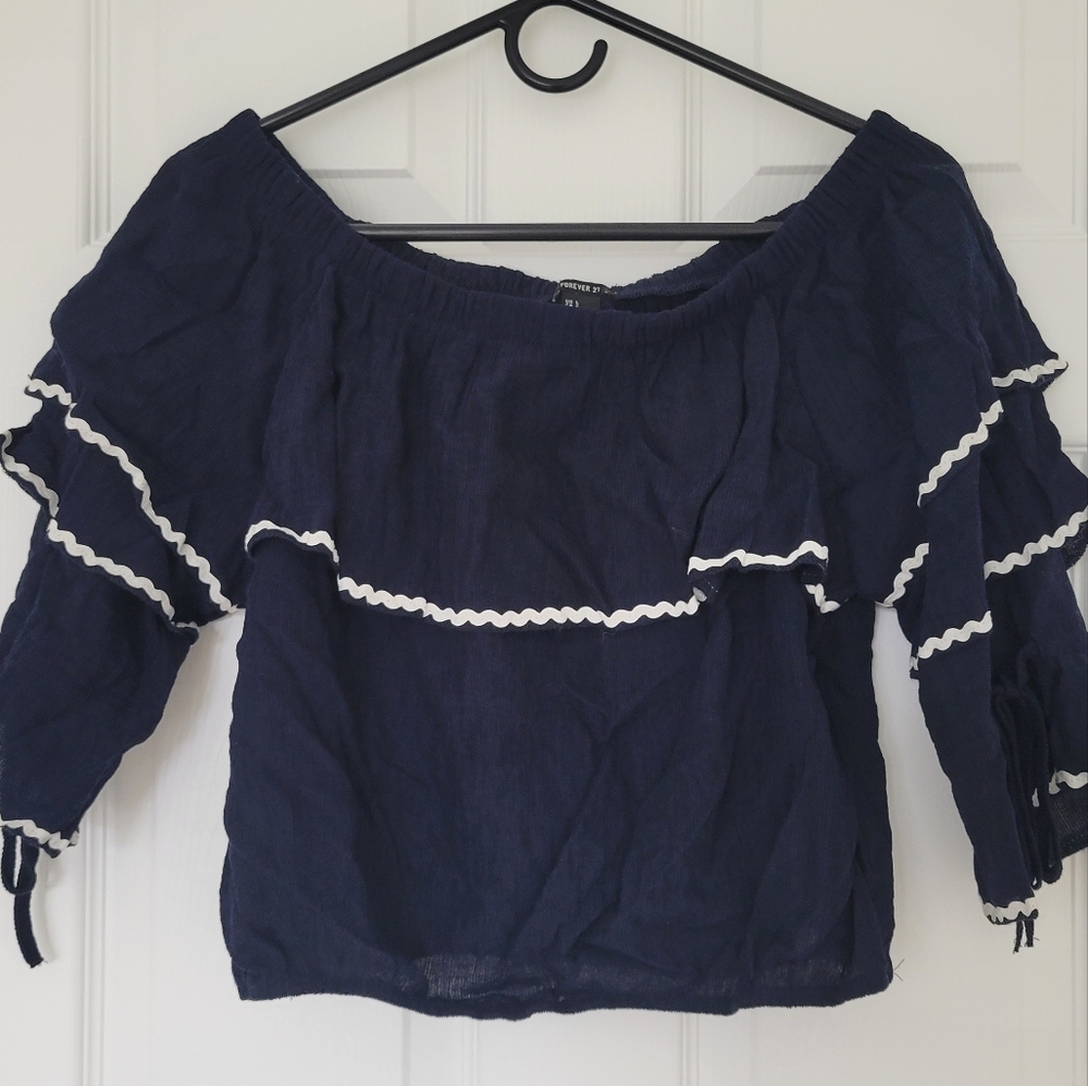 Summer off the shoulders top Size  L Blue